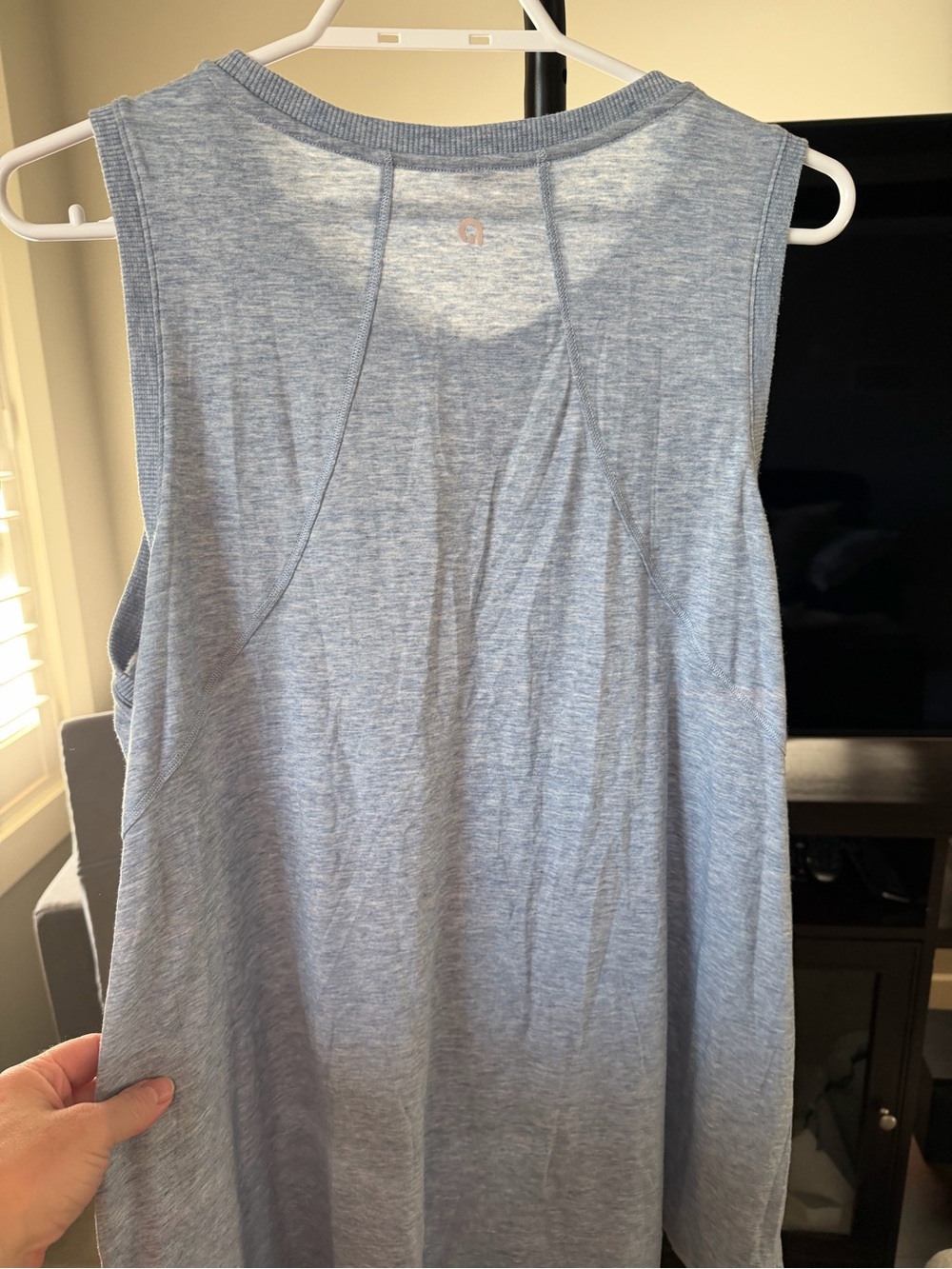 Light Blue Heathered Sleeveless Tank Top - Picture 4 of 4